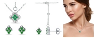 Giani Bernini Created Green Quartz and Cubic Zirconia Clover Pendant and Earring Set, 3 Piece
